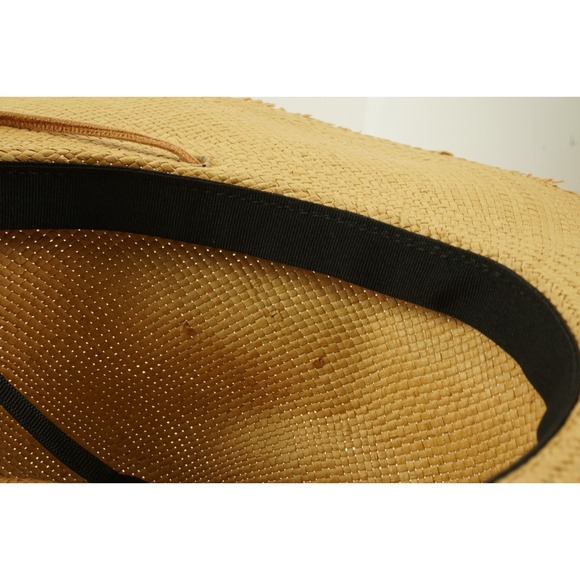 New Modern Monarchie Wide Brim Panama Fedora Straw Hat Sz Medium Tan Adjustable main image 5